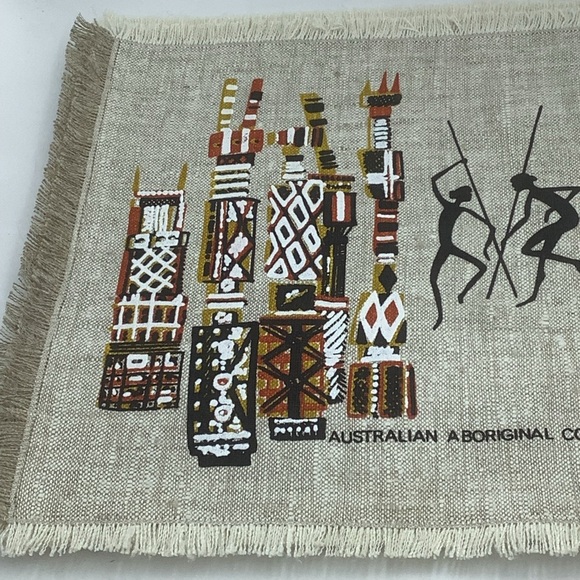 Seven Australian Aboriginal Corroboree Natural Material Placemats - Picture 10 of 11
